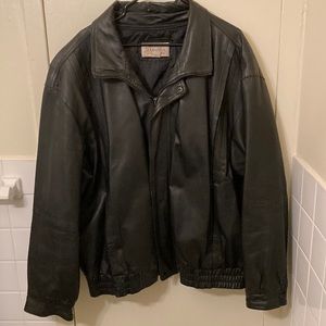 Vintage St. John’s Bay Men’s Genuine Black Leather Bomber Jacket XXLT